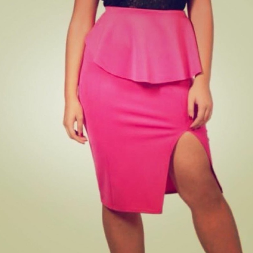 Pink peplum skirt